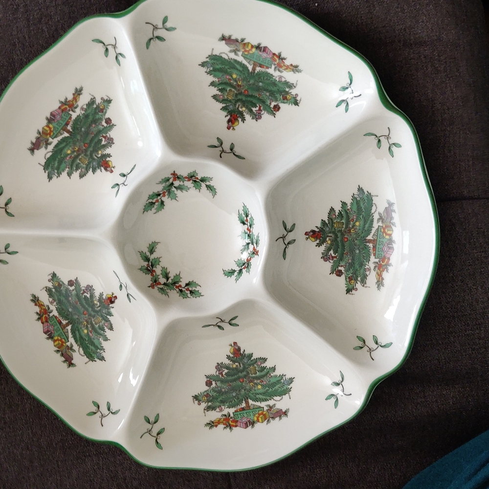 Spode Christmas Tree Holiday Tree Divided Serving Tray - Picture 6 of 6